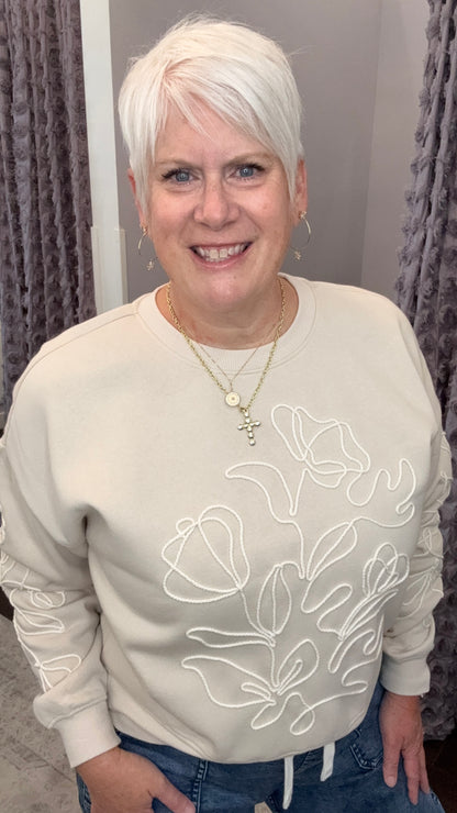 Quietly Blooming Sweatshirt in Ivory by Dex