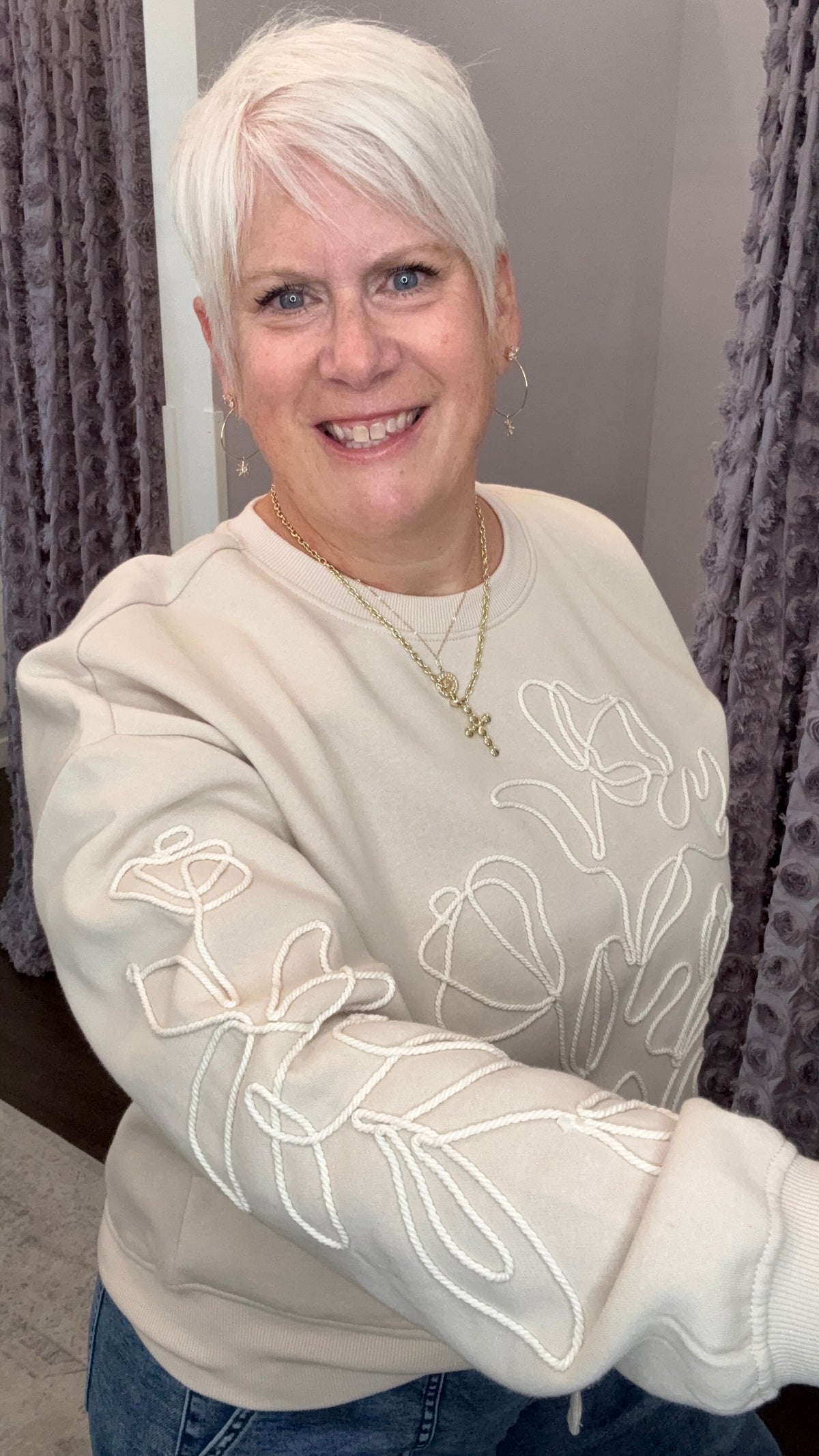 Quietly Blooming Sweatshirt in Ivory by Dex