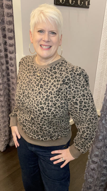 Leopard Puff Sleeve Top