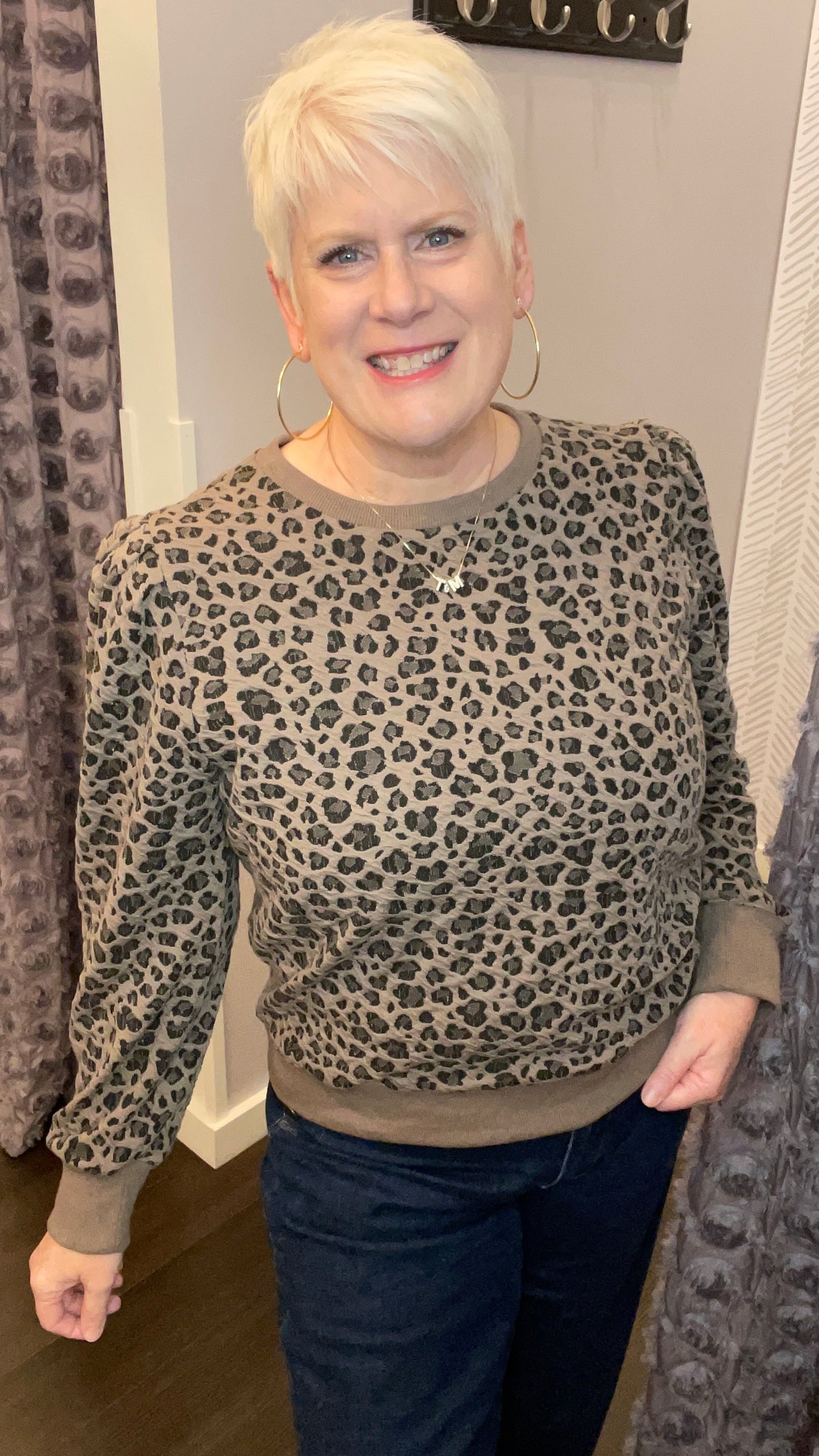 Leopard Puff Sleeve Top