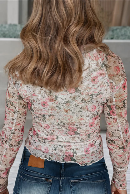 Floral Mesh Layering Top