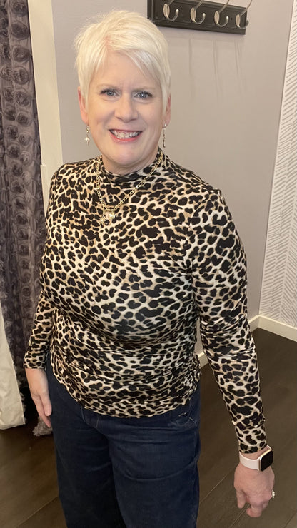 Cheetah Print High Neck Top by Dex