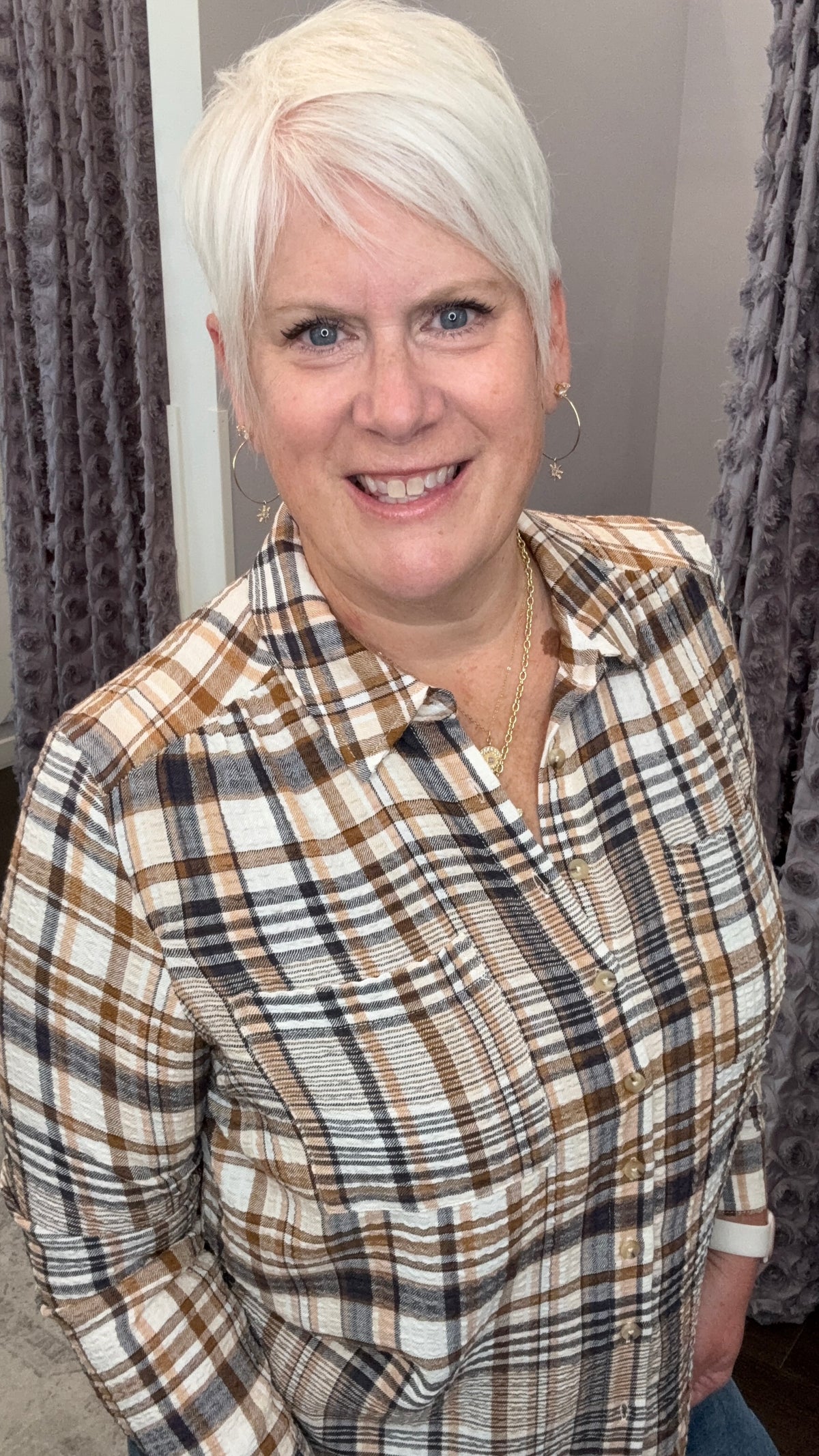 Harvest Moon Plaid Shirt in Brown & Navy