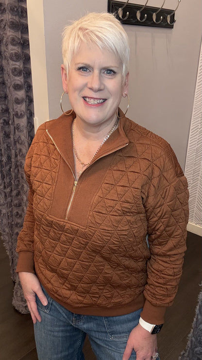 Quilted Copper Charm Pullover