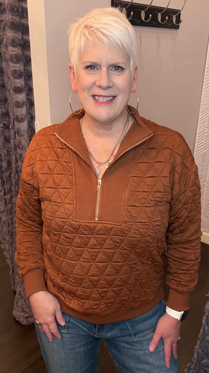 Quilted Copper Charm Pullover