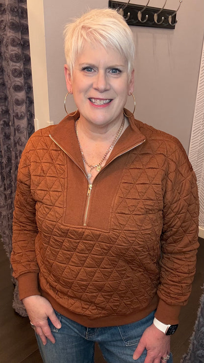 Quilted Copper Charm Pullover