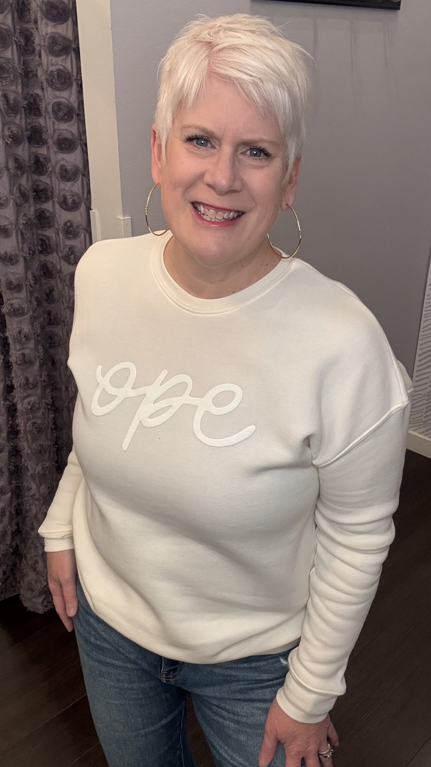 "Ope" Puff Print Sweatshirt