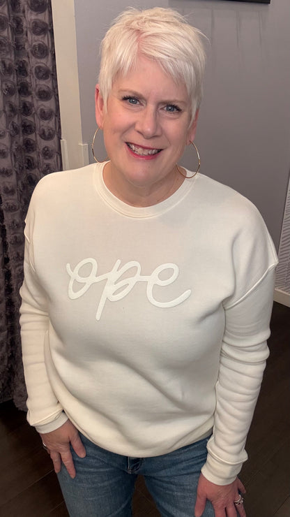 "Ope" Puff Print Sweatshirt