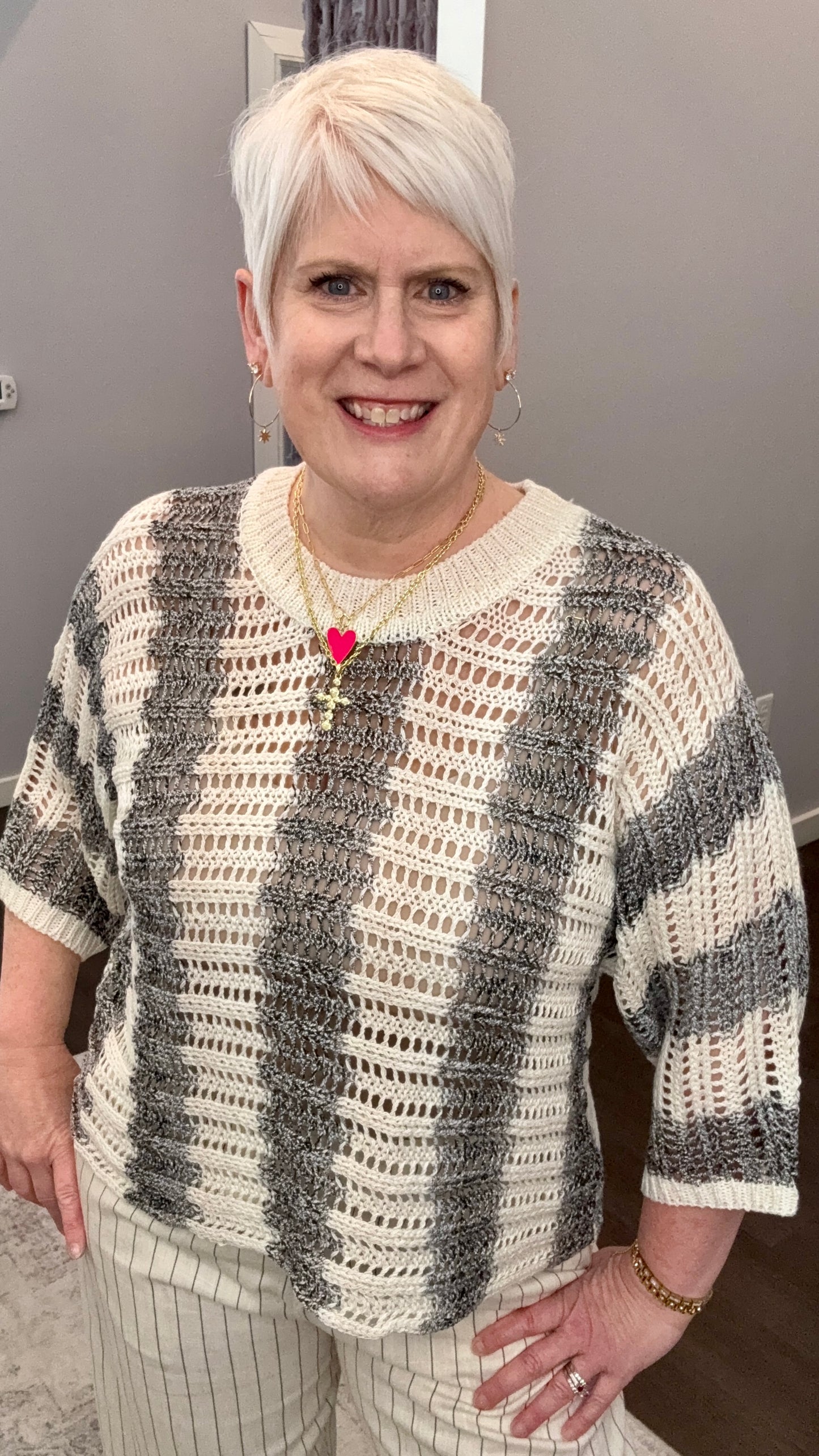Gilly Sweater in Grey Stripe by Dear John