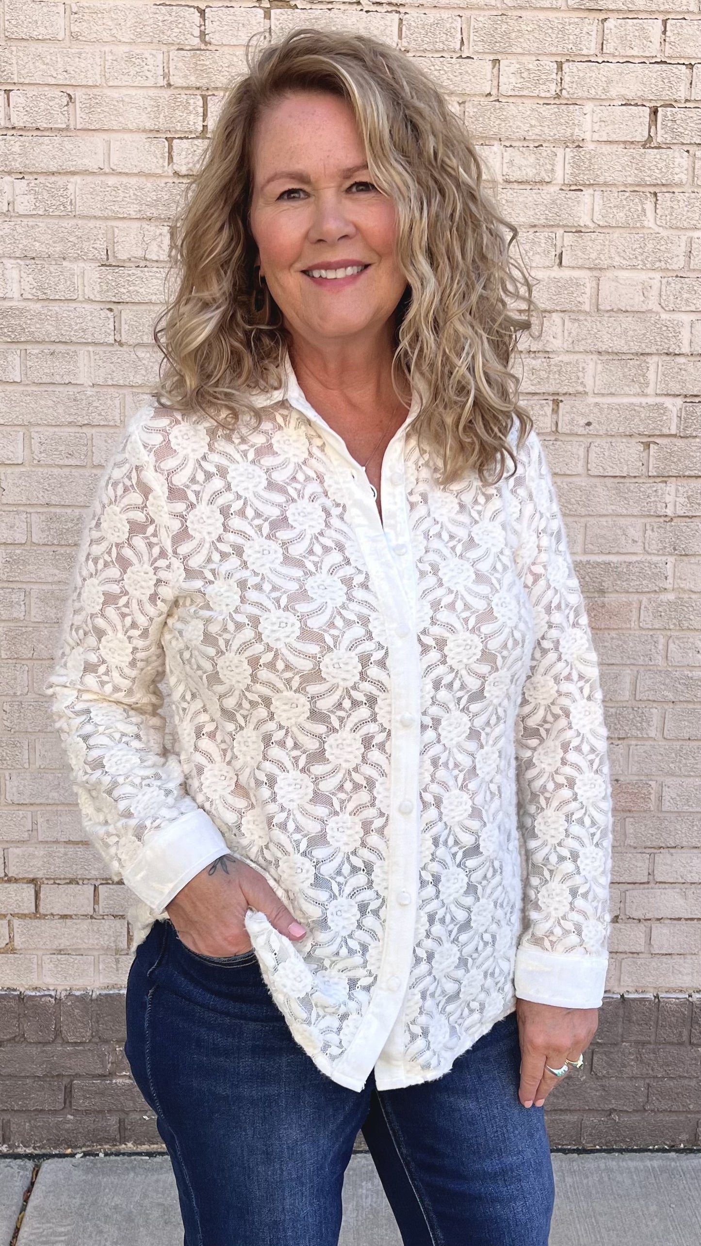 Lace Button Down Top