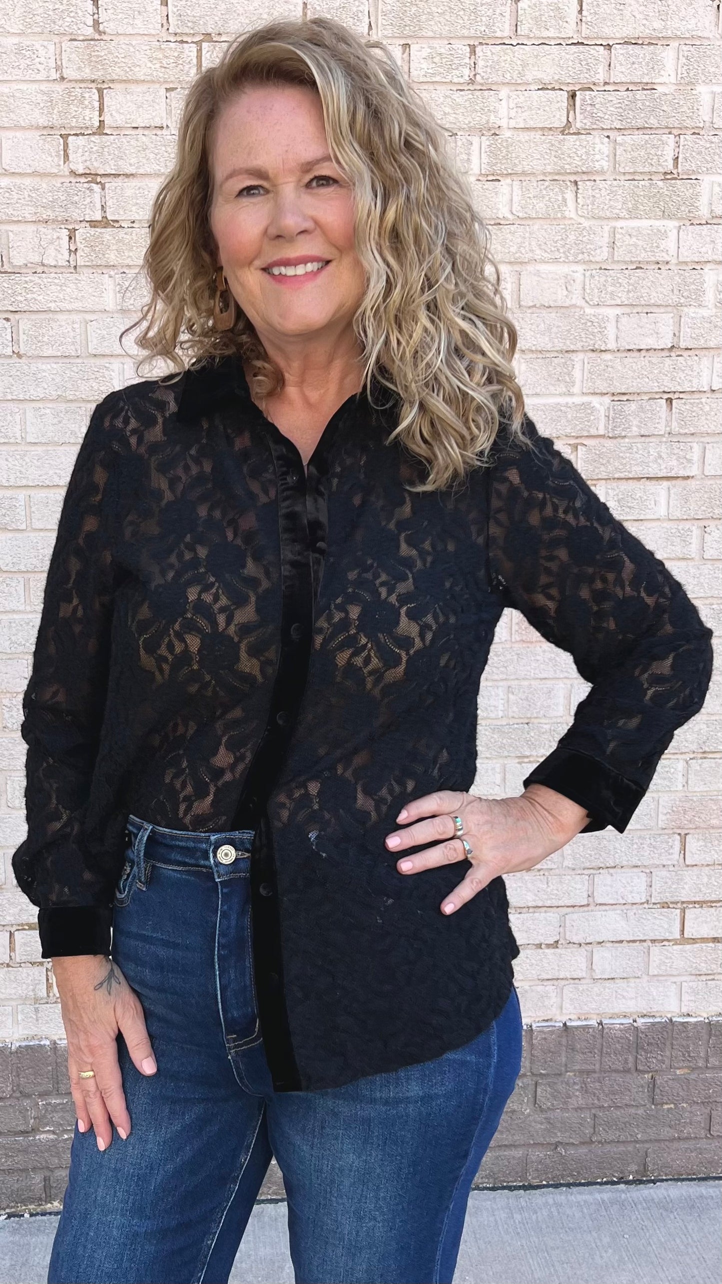 Lace Button Down Top