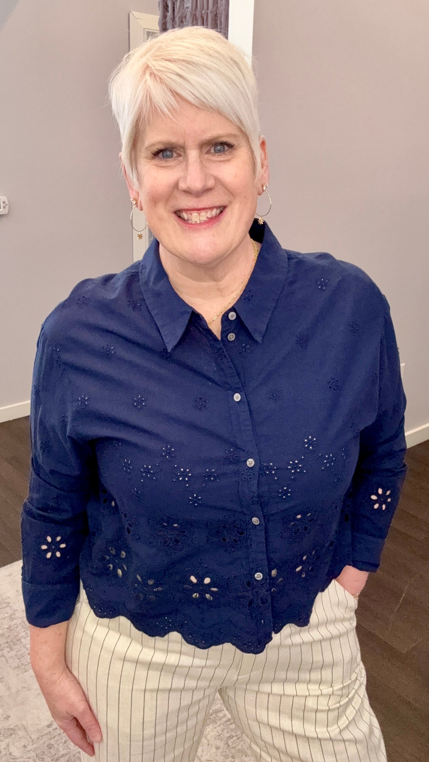 Miranda Embroidered Top in Riviera Black Iris by Dear John