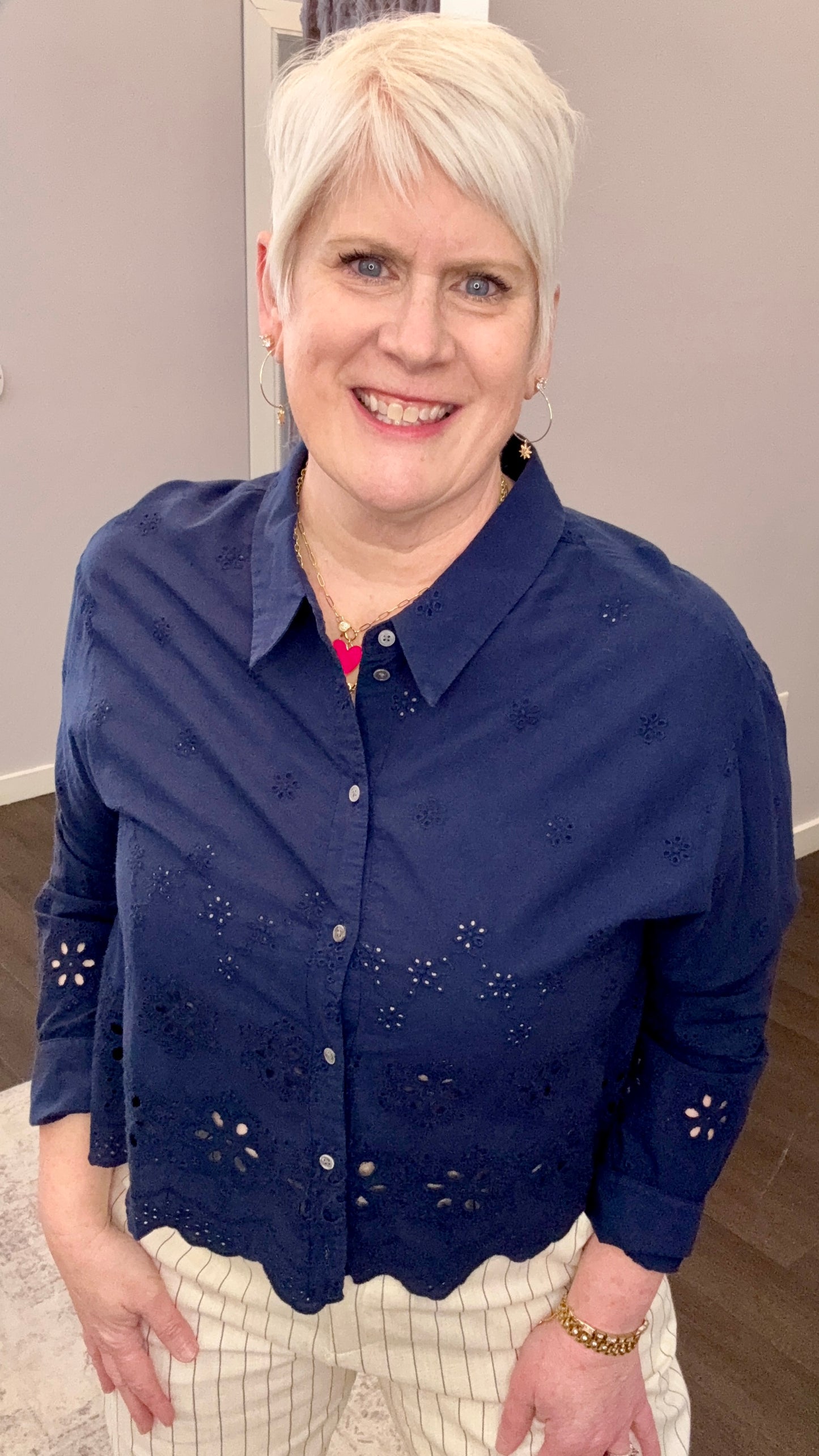 Miranda Embroidered Top in Riviera Black Iris by Dear John