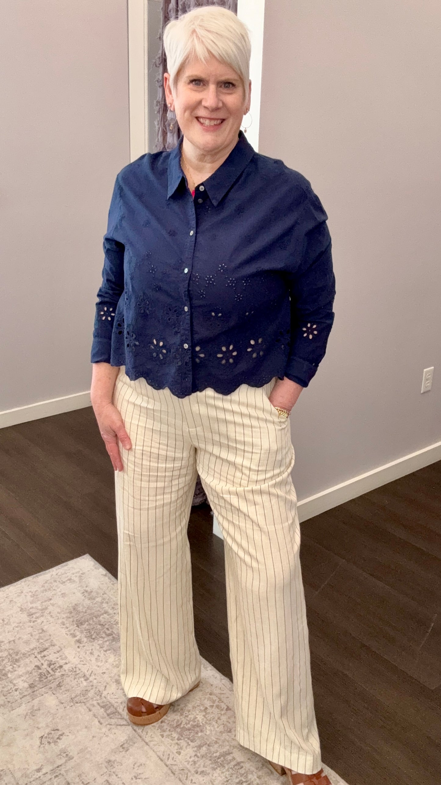 Brandy Mid Rise Trousers in Creamy Black by Dear John