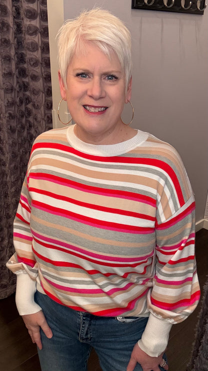 Candy Stripe Delight Sweater