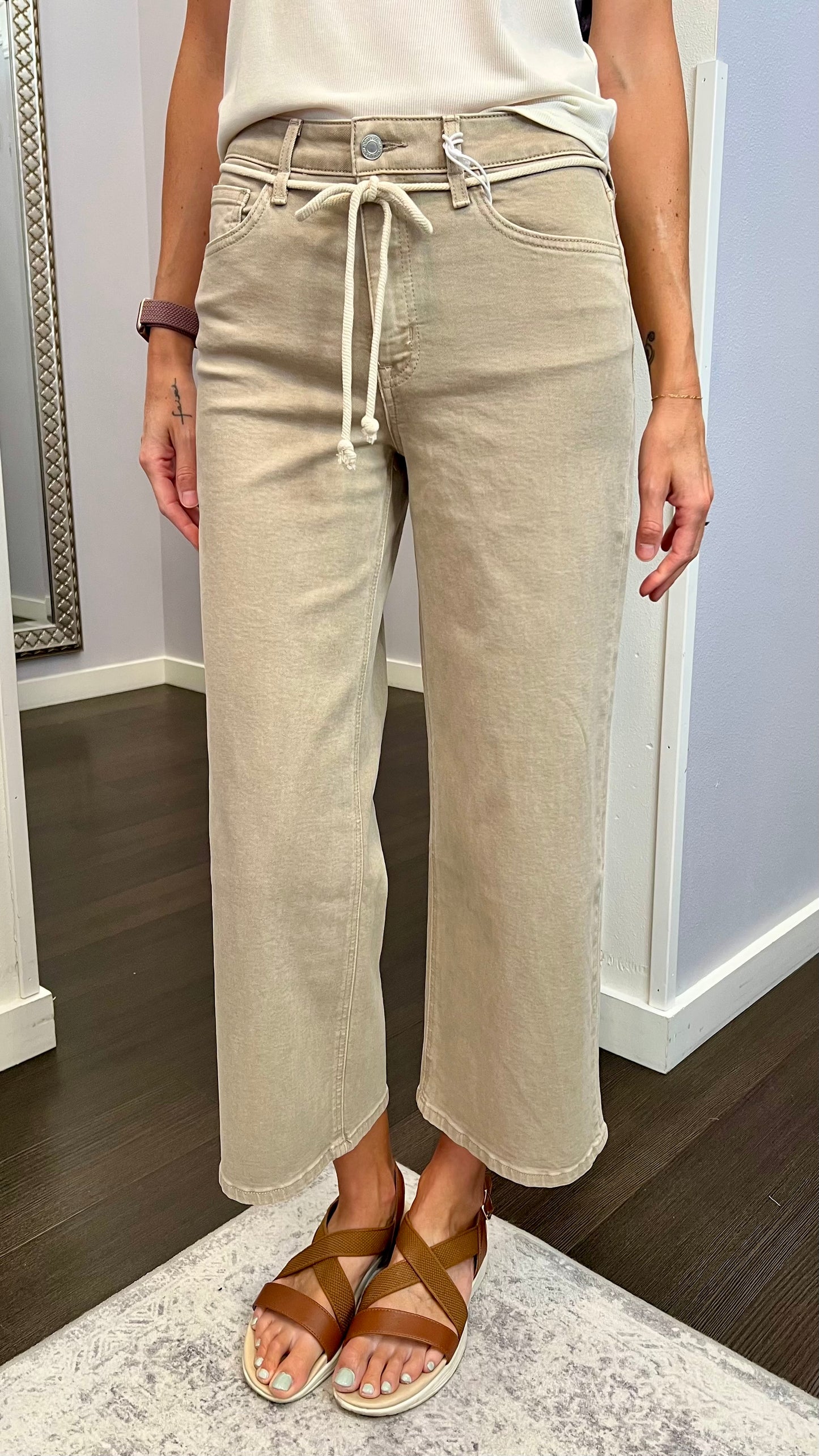 Meadow Walk Wide Leg Jeans in Eucalyptus by Vervet