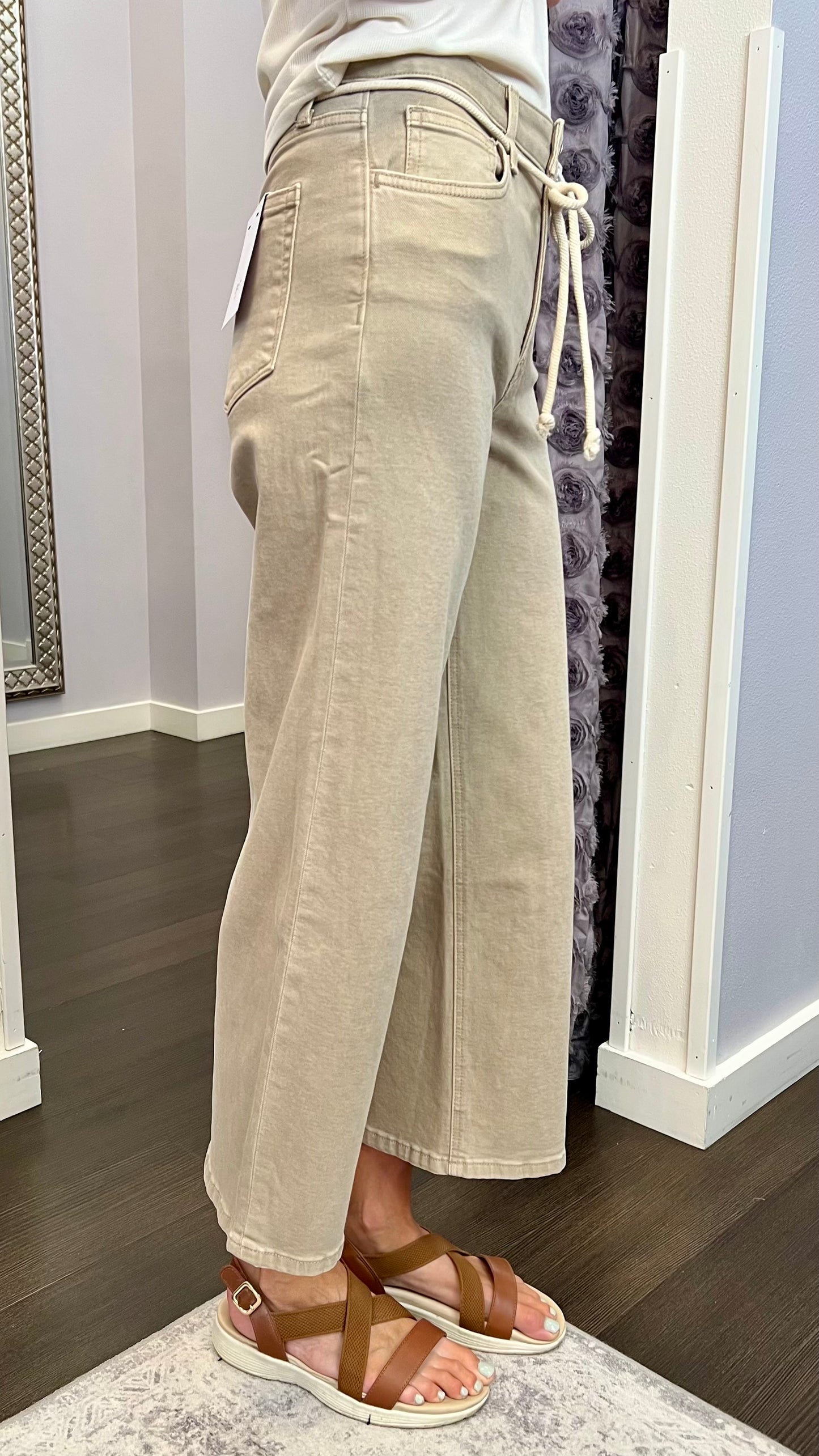 Meadow Walk Wide Leg Jeans in Eucalyptus by Vervet