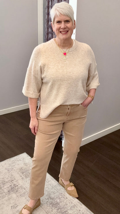 Blaire Mid Rise Jeans in Warm Taupe by Dear John