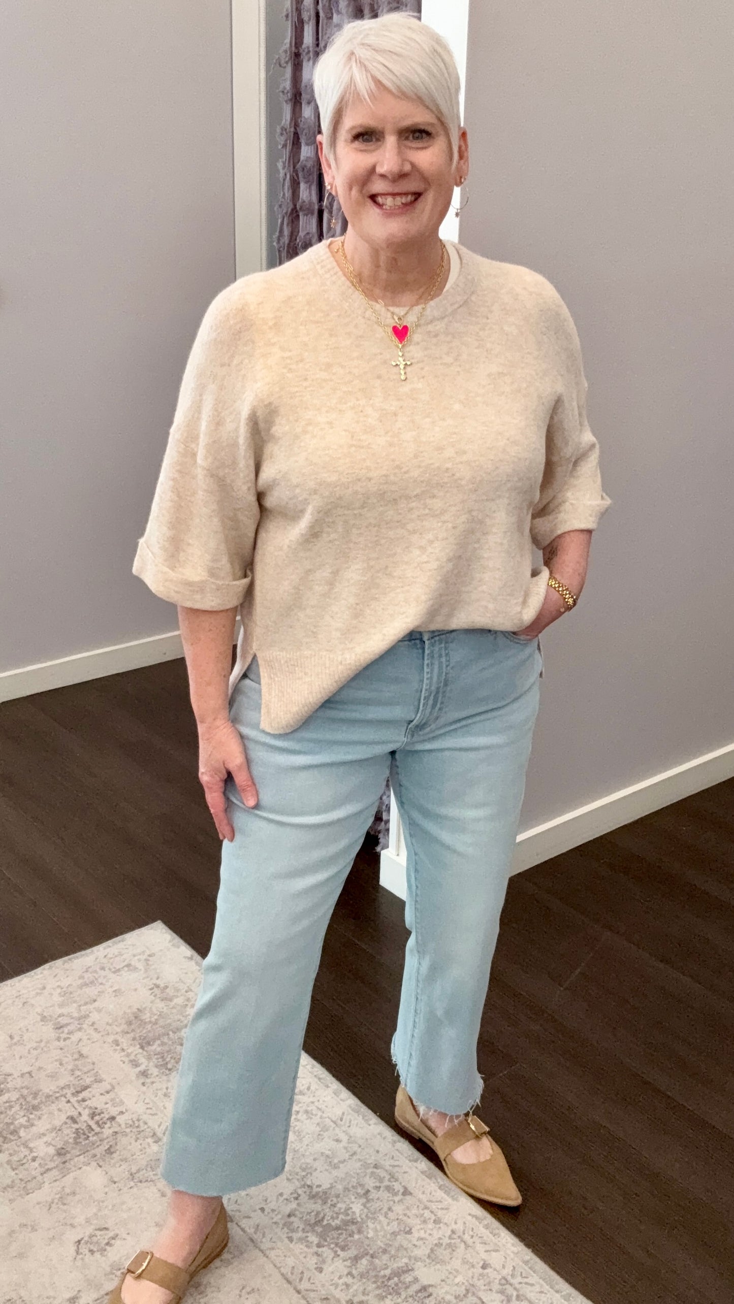Jeanne Mid Rise Jeans in Misty Cloud by Dear John