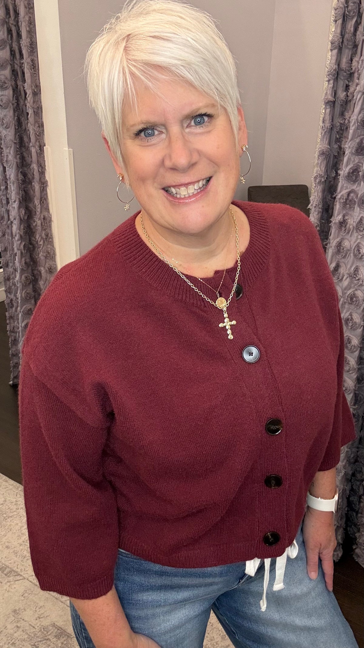 Just Right Cardigan in Burgundy