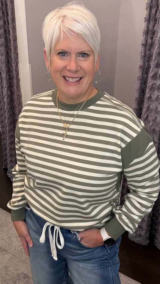 Casual Company Stripe Top in Olive