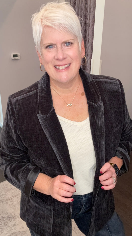Elfie Corduroy Blazer in Black by Dear John