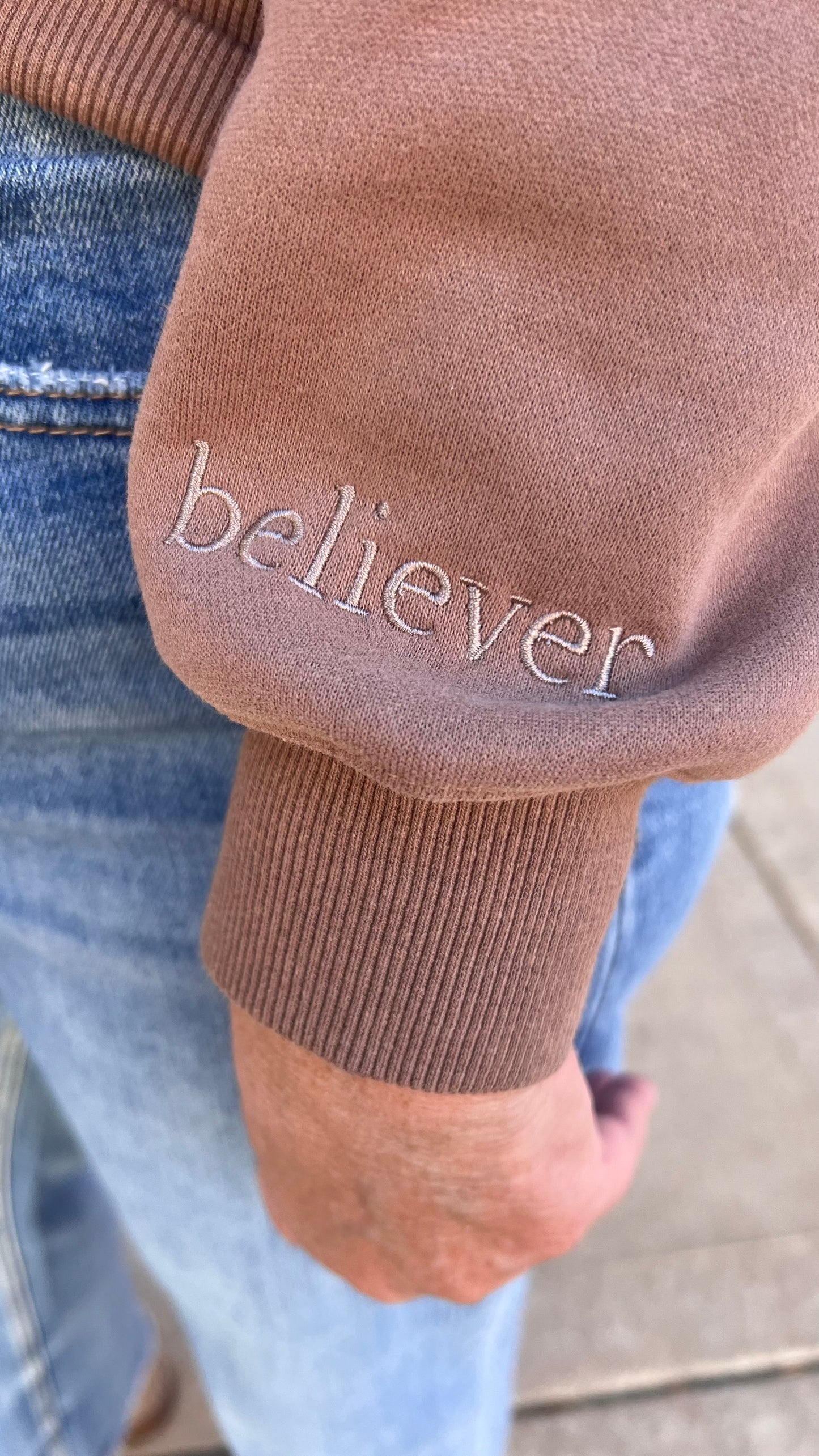 Believer Embroidered Fleece Sweatshirt