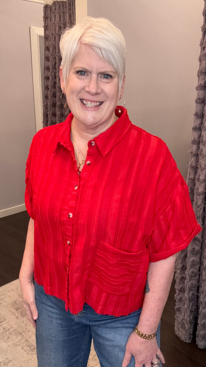 Easy Texture Top in Pepper Red by Mystree