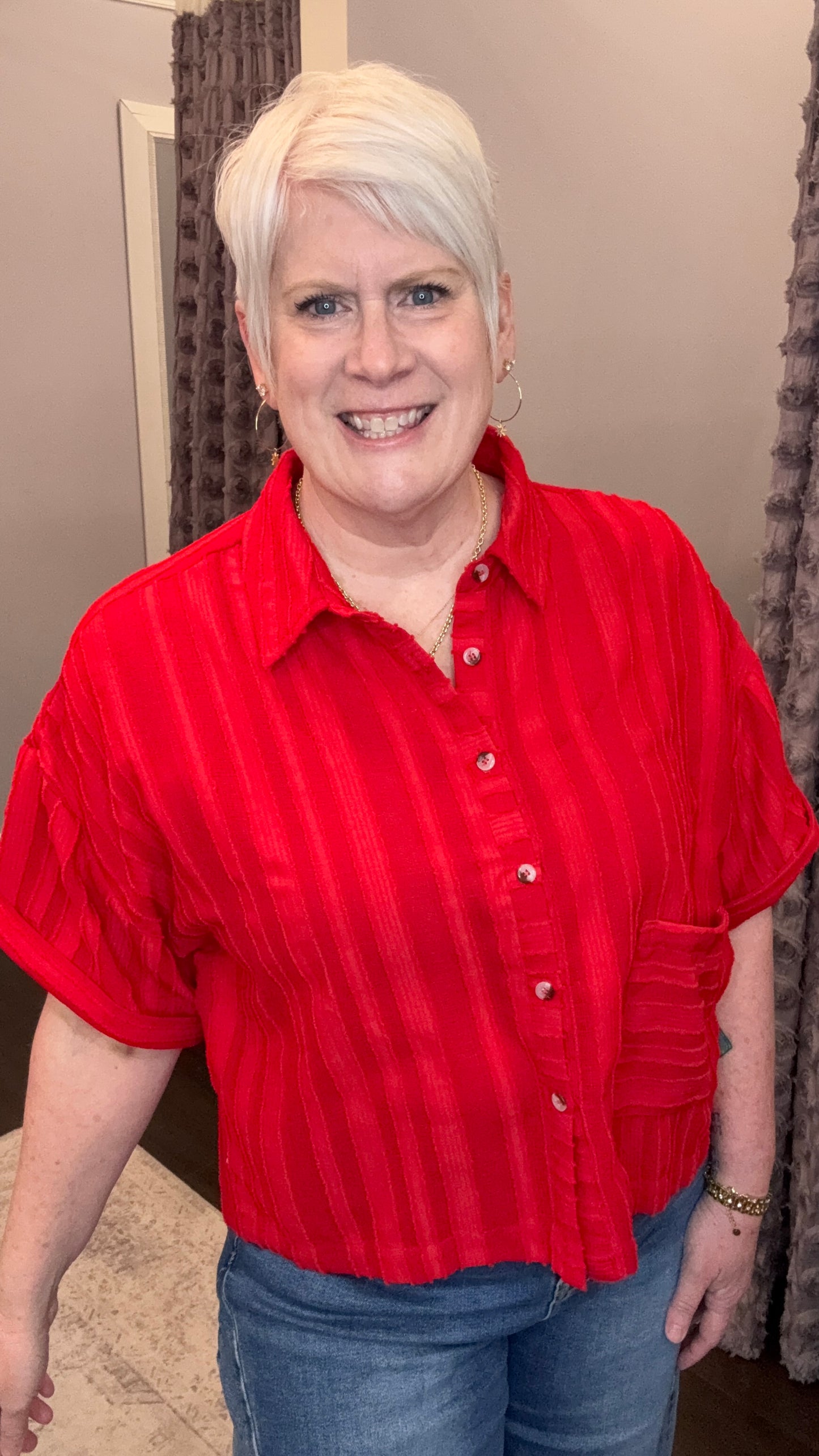 Easy Texture Top in Pepper Red by Mystree