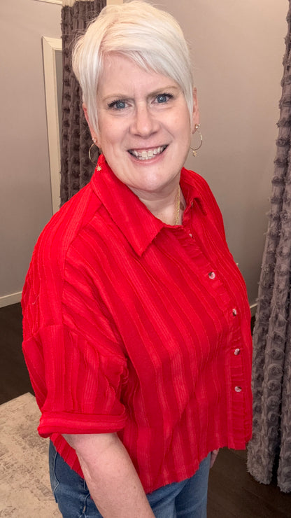 Easy Texture Top in Pepper Red by Mystree