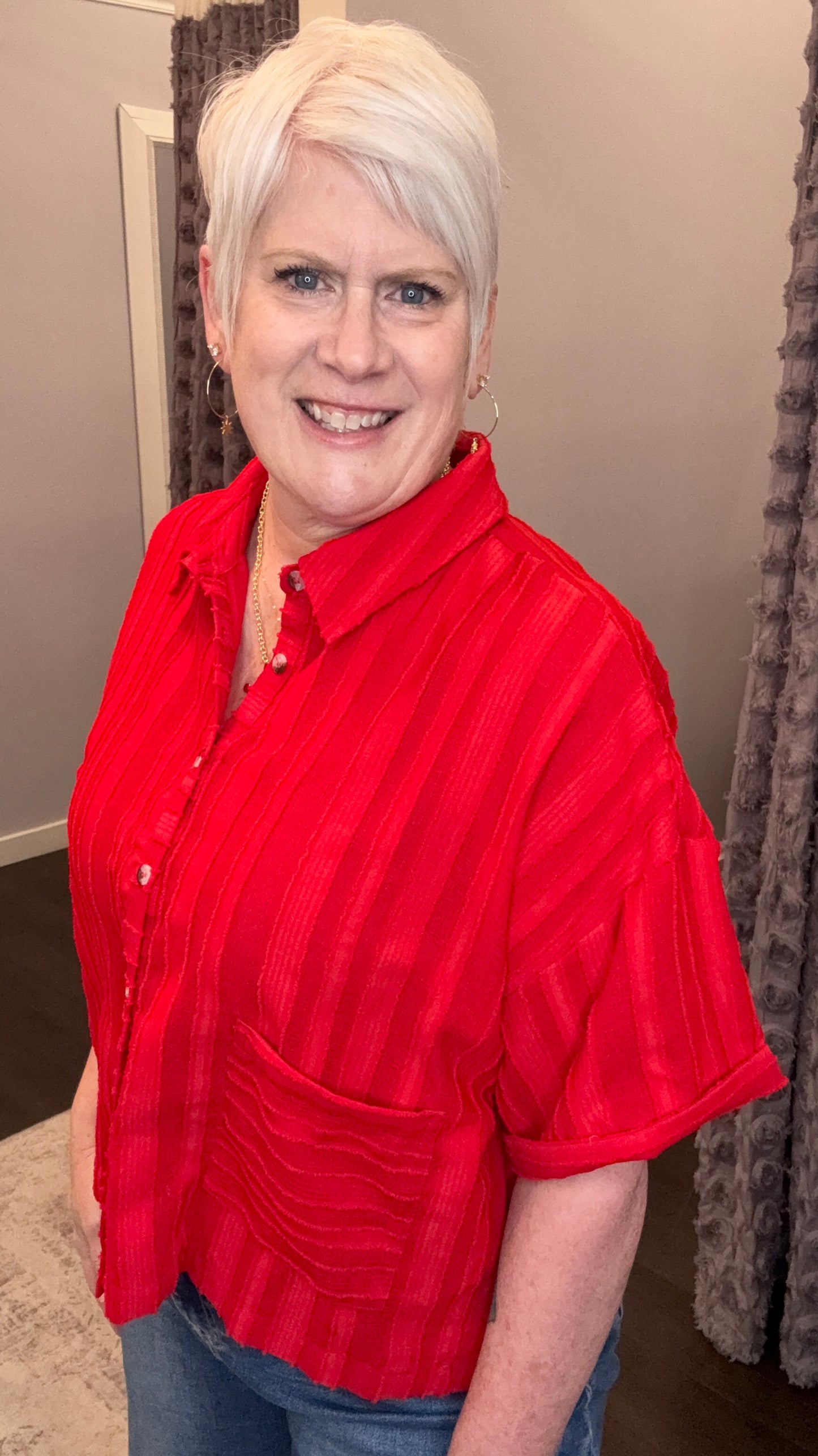 Easy Texture Top in Pepper Red by Mystree
