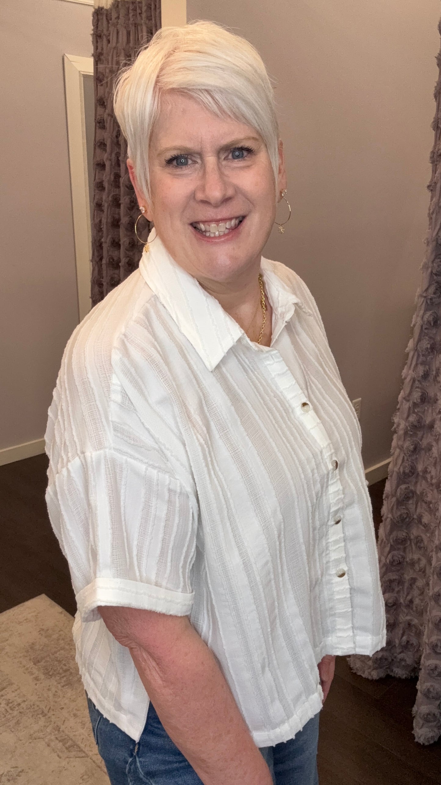 Easy Texture Top in White by Mystree
