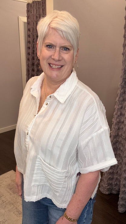 Easy Texture Top in White by Mystree