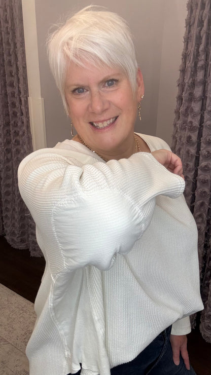 Harlow Waffle Knit Top in Coconut Milk by Dear John