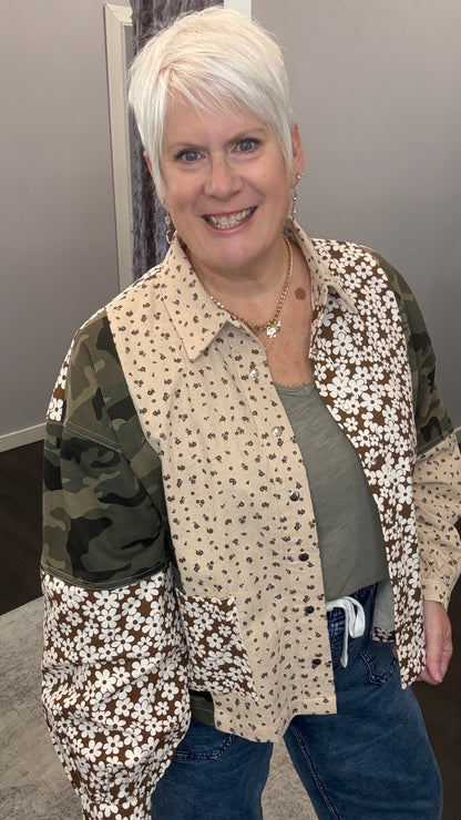 Wild and Free Camo Patchwork Shacket
