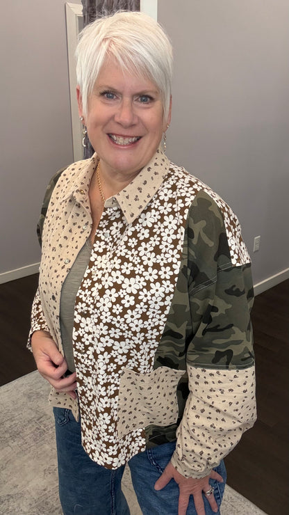 Wild and Free Camo Patchwork Shacket