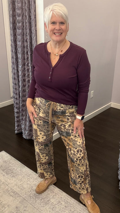 Wildflower Patchwork Barrel Leg Jeans