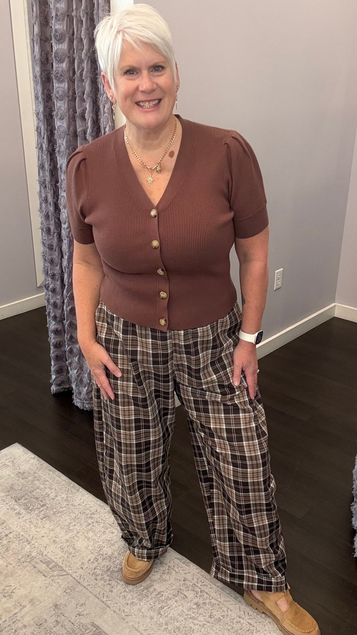 Harvest Plaid Barrel Leg Pants