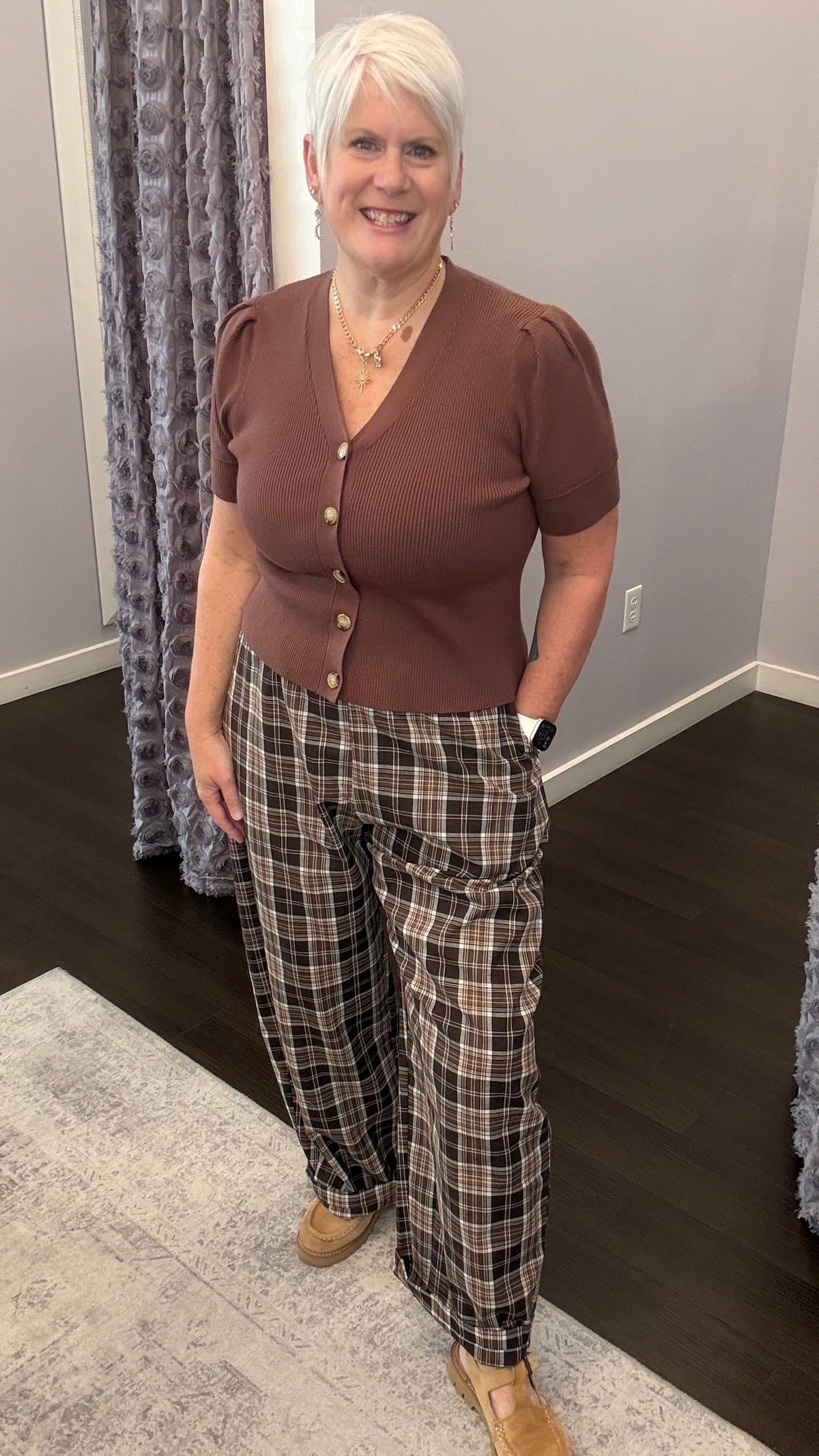Harvest Plaid Barrel Leg Pants