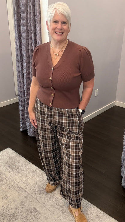Harvest Plaid Barrel Leg Pants