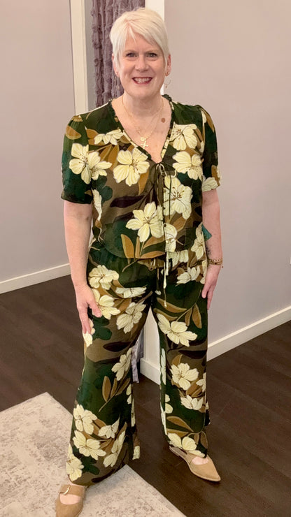 Palm Blossom Wide Leg Pants by Dex
