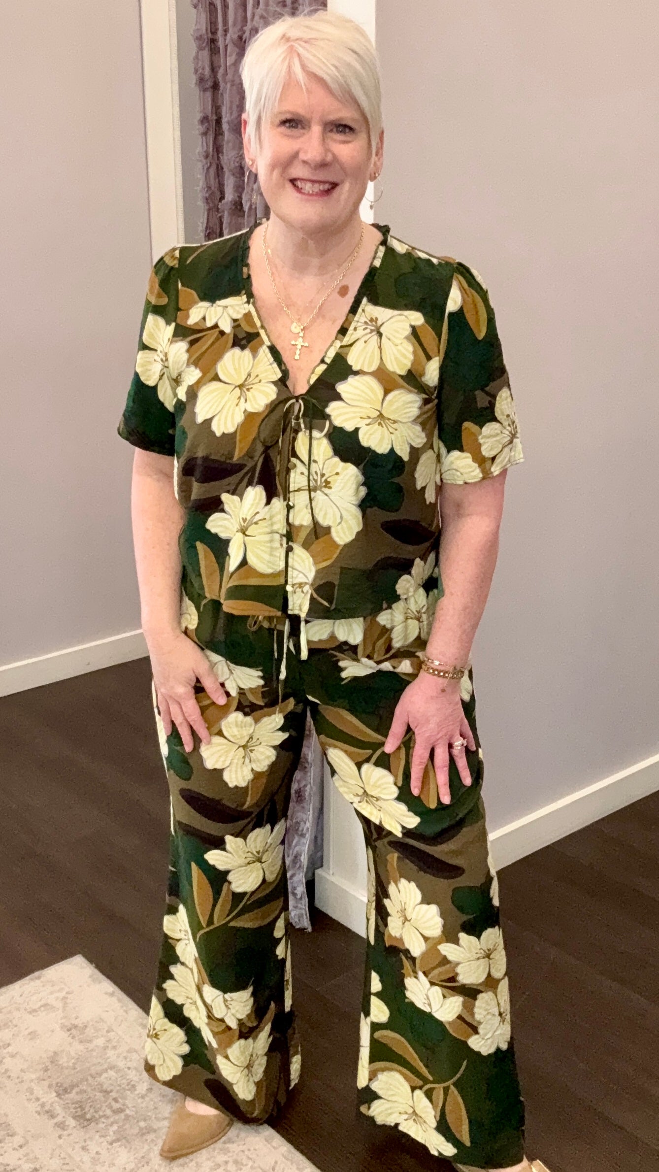 Palm Blossom Wide Leg Pants by Dex