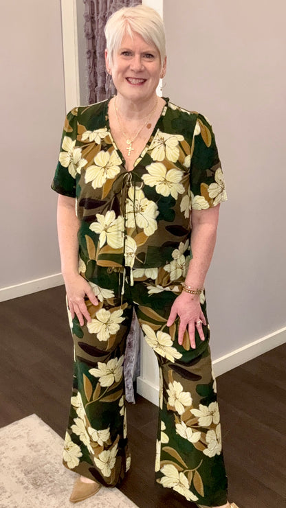 Palm Blossom Wide Leg Pants by Dex