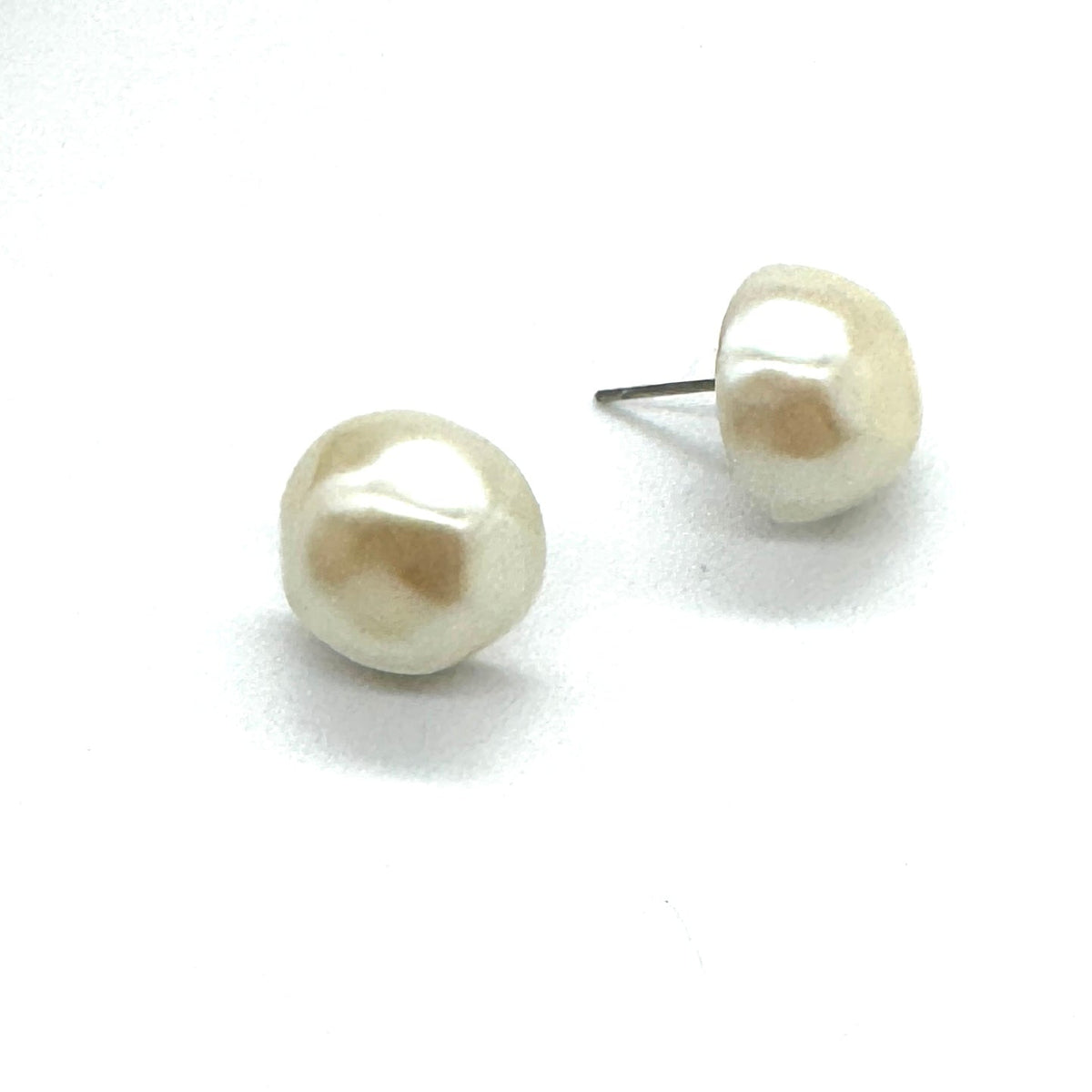 Flintstones Pearl Button Stud Earrings