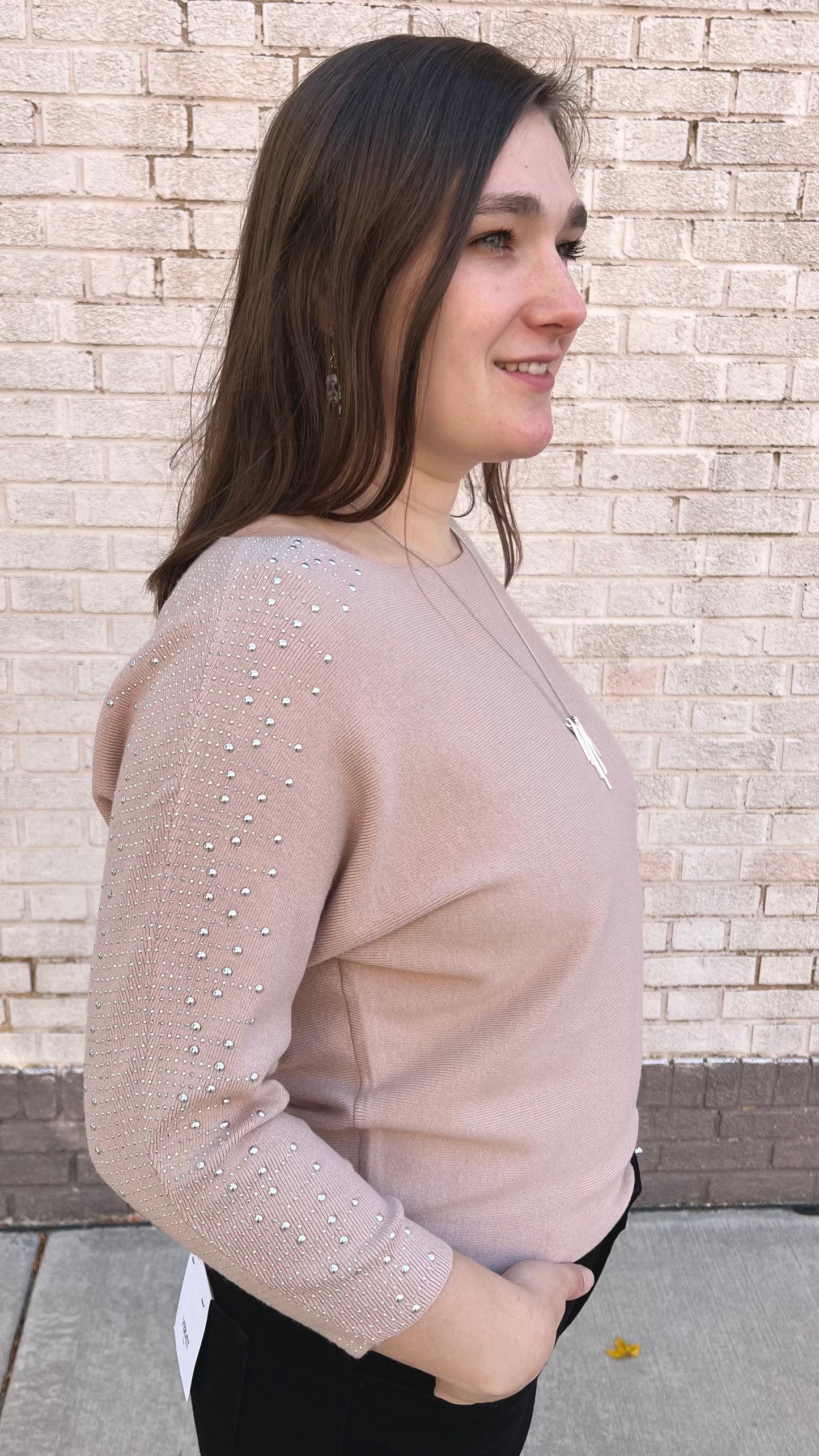 Rhinestone Boatneck Sweater