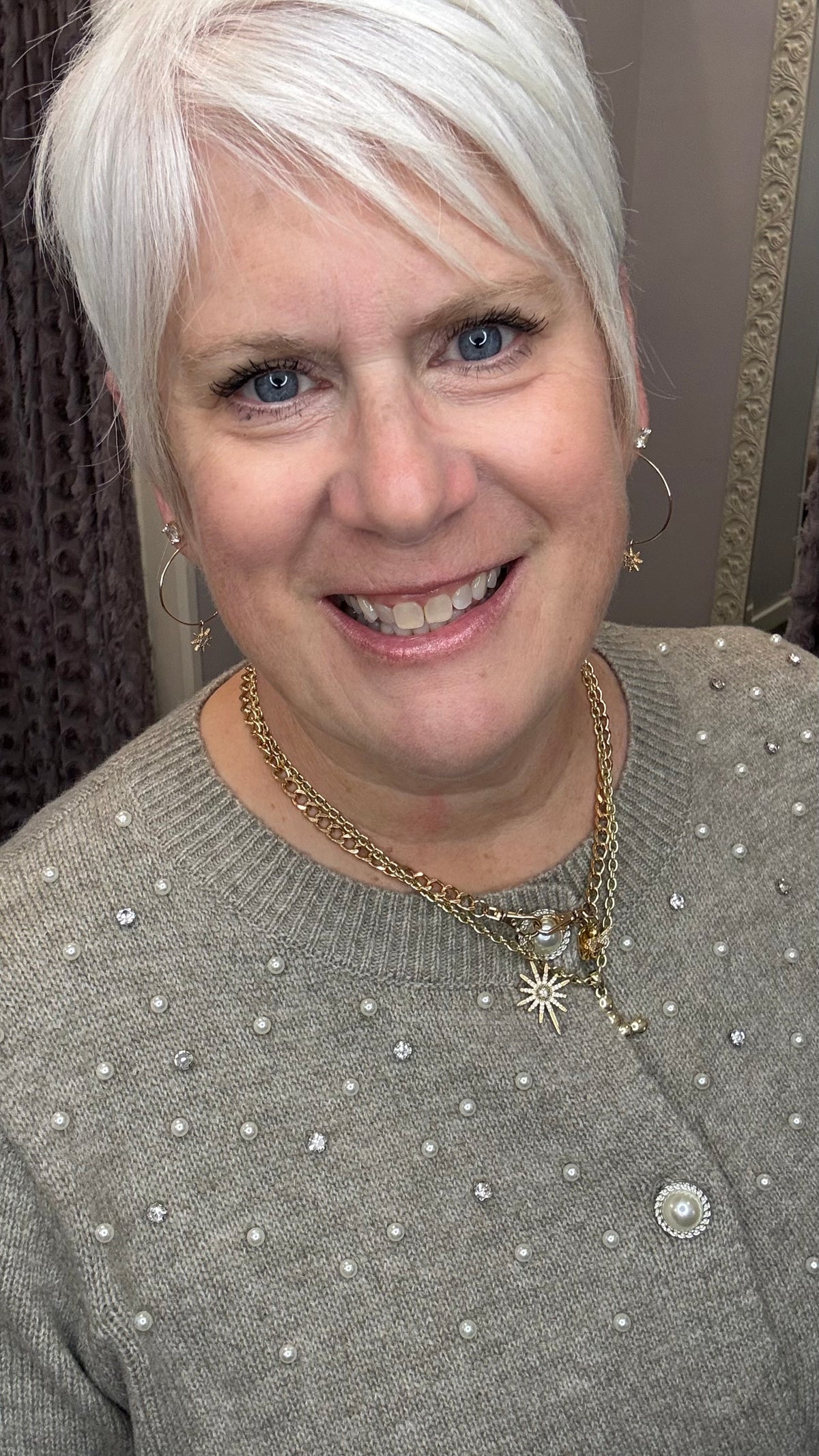 Champagne & Pearls Cardigan by Dex