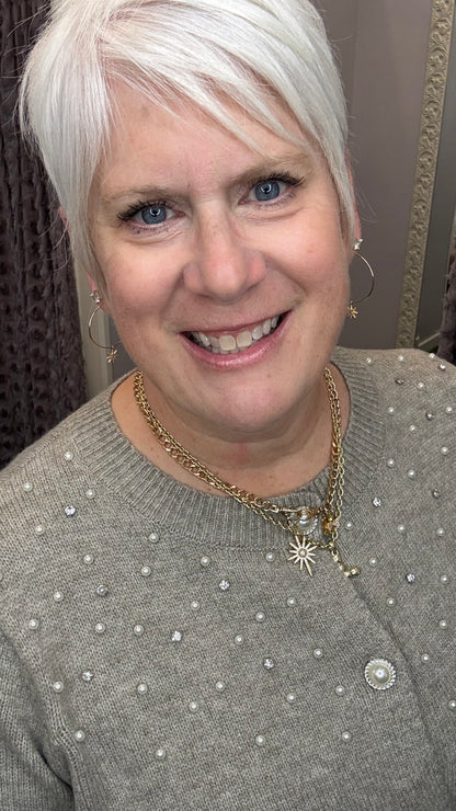 Champagne & Pearls Cardigan by Dex