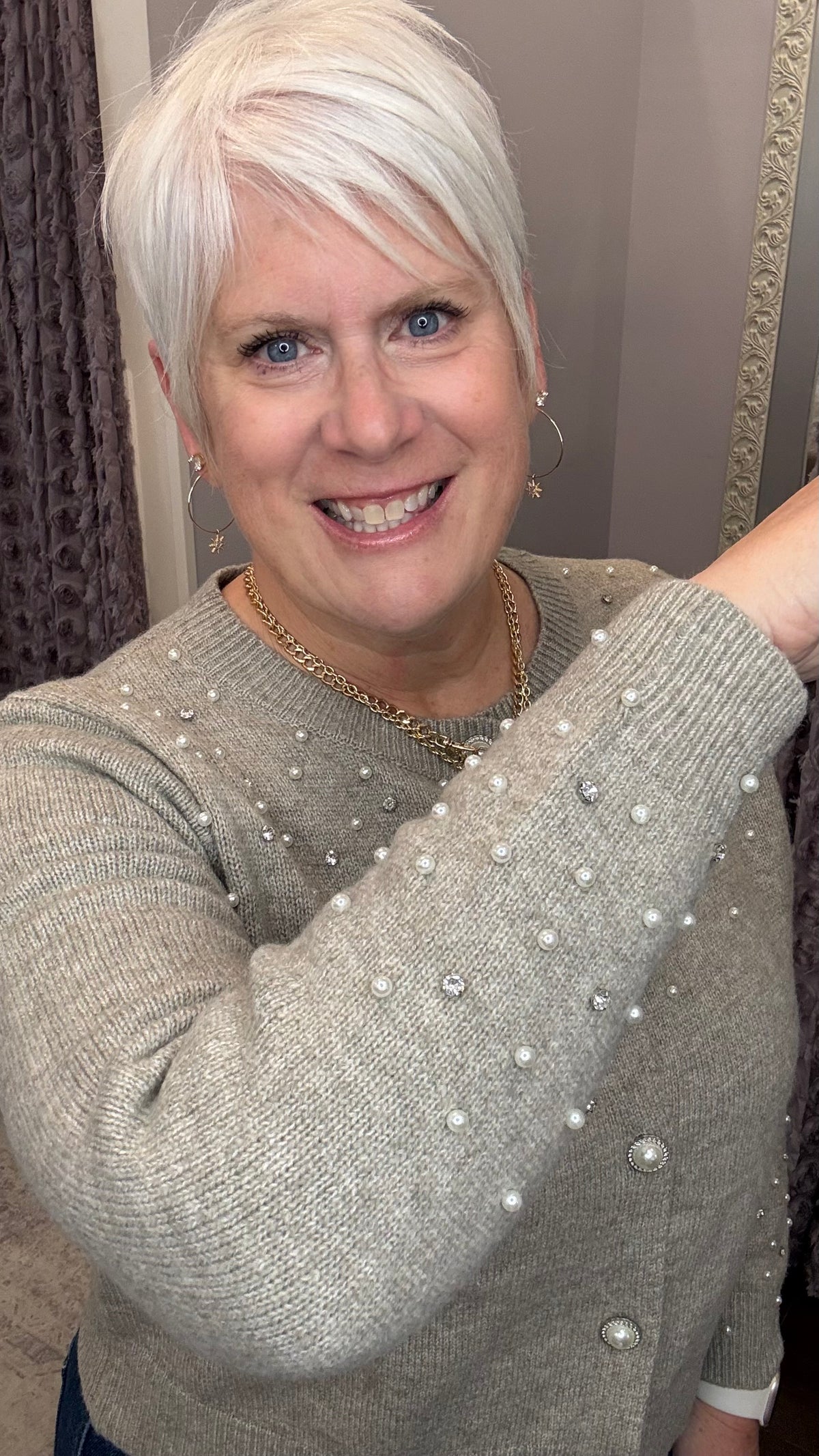 Champagne & Pearls Cardigan by Dex