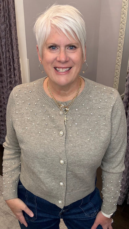 Champagne & Pearls Cardigan by Dex