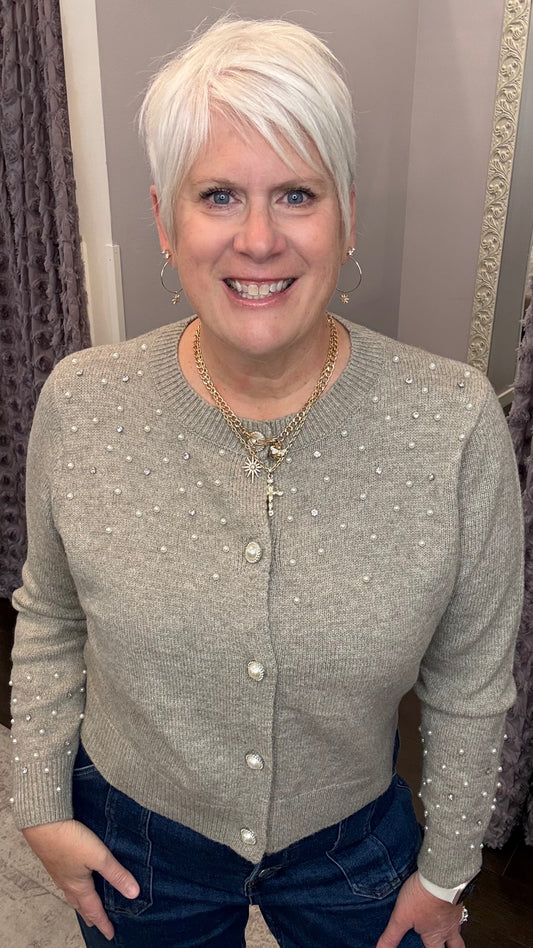 Champagne & Pearls Cardigan by Dex